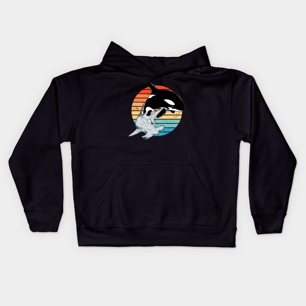 Hammerhead shark and orca Kids Hoodie by NicGrayTees